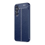Gigapack Samsung Galaxy A15 5G (SM-A156) szilikon telefonvédő (ütésállóság, bőr hatású, varrás minta) sötétkék