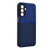 Gigapack Samsung Galaxy A17 5G (SM-A176) szilikon védő (ütésállóság, mágneses, bőr hatású hátlap, csíkos) sötétkék