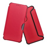 Gigapack Samsung Galaxy A17 5G (SM-A176) tok, bőr hatás (flip, ütésálló kameravédő, karbon minta) piros