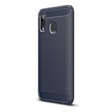 Gigapack Samsung Galaxy A20 Szilikon telefonvédő (légpárnás sarok, szálcsiszolt, karbon minta, sötétkék)