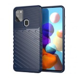 Gigapack Samsung Galaxy A21s (SM-A217F) szilikon telefonvédő (közepesen ütésálló, csíkos, dombor minta) sötétkék