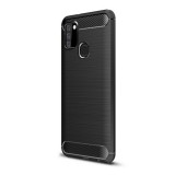 Gigapack Samsung Galaxy A21s Szilikon telefonvédő (légpárnás sarok, szálcsiszolt, karbon minta, fekete)