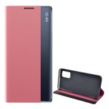 Gigapack Samsung Galaxy A32 (SM-A326) tok álló, textil hatású (aktív Flip, oldalra nyíló, Smart View Cover) rózsaszín