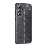 Gigapack Samsung Galaxy A36 5G (SM-A366) szilikon telefonvédő (ütésállóság, bőr hatású, varrás minta) fekete