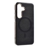 Gigapack Samsung Galaxy A36 5G (SM-A366) védő (eco bőr hatású, karcolásmentesítő belső, fém kameravédő, mágneses) fekete