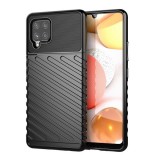 Gigapack Samsung Galaxy A42 (SM-A425F) szilikon telefonvédő (közepesen ütésálló, csíkos, dombor minta) fekete