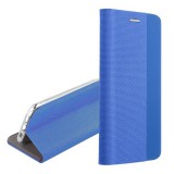 Gigapack Samsung Galaxy A53 (SM-A536) 5G tok álló, bőr hatású (flip, asztali tartó funkció, textil minta) kék