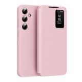 Gigapack Samsung Galaxy A55 5G (SM-A556) tok álló (aktív flip, oldalra nyíló, smart view cover) rózsaszín