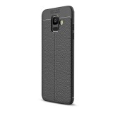 Gigapack Samsung Galaxy A6 (2018) Szilikon telefonvédő (bőr hatású, varrás minta, fekete)