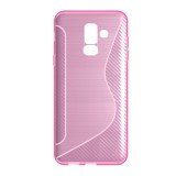 Gigapack Samsung Galaxy A6+ (2018) szilikon telefonvédő (S-line, karbon minta, rózsaszín)