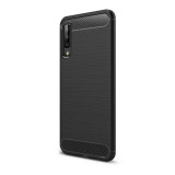 Gigapack Samsung Galaxy A7 (2018) Szilikon telefonvédő (légpárnás sarok, szálcsiszolt, karbon minta, fekete)