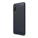 Gigapack Samsung Galaxy A7 (2018) Szilikon telefonvédő (légpárnás sarok, szálcsiszolt, karbon minta, sötétkék)