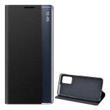 Gigapack Samsung Galaxy A72 (SM-A726F) tok álló, textil hatású (aktív Flip, oldalra nyíló, Smart View Cover) fekete