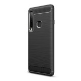 Gigapack Samsung Galaxy A9 (2018) szilikon telefonvédő (légpárnás sarok, szálcsiszolt, karbon minta, fekete)