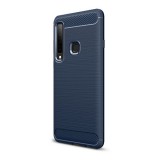 Gigapack Samsung Galaxy A9 (2018) Szilikon telefonvédő (légpárnás sarok, szálcsiszolt, karbon minta, sötétkék)