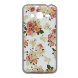 Gigapack Samsung Galaxy J3 (2016) szilikon telefonvédő (fényes keret, rózsa minta, fehér)