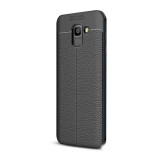 Gigapack Samsung Galaxy J6 (2018) Szilikon telefonvédő (bőr hatású, varrás minta, fekete)