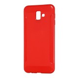 Gigapack Samsung Galaxy J6 Plus (SM-J610F) szilikon telefonvédő (közepesen ütésálló, karbon minta) piros