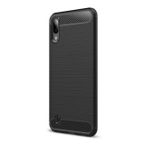 Gigapack Samsung Galaxy M10 Szilikon telefonvédő (légpárnás sarok, szálcsiszolt, karbon minta, fekete)