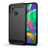 Gigapack Samsung Galaxy M21 (SM-M215f) szilikon telefonvédő (közepesen ütésálló, szálcsiszolt, karbon minta) fekete