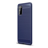 Gigapack Samsung Galaxy S20 Szilikon telefonvédő (légpárnás sarok, szálcsiszolt, karbon minta, sötétkék)