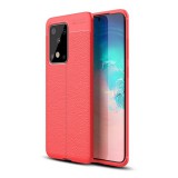 Gigapack Samsung Galaxy S20 Ultra Szilikon telefonvédő (bőr hatású, varrás minta, piros)