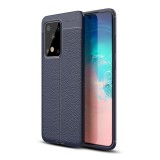 Gigapack Samsung Galaxy S20 Ultra Szilikon telefonvédő (bőr hatású, varrás minta, sötétkék)