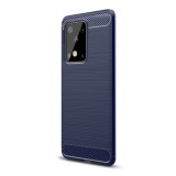 Gigapack Samsung Galaxy S20 Ultra Szilikon telefonvédő (légpárnás sarok, szálcsiszolt, karbon minta, sötétkék)