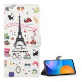 Gigapack Samsung Galaxy S21 Plus (SM-G996) 5G tok álló, bőr hatású (flip, asztali tartó, eiffel torony minta) fehér