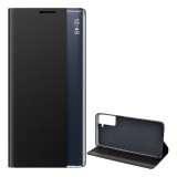 Gigapack Samsung Galaxy S21 Plus (SM-G996) tok álló, textil hatású (aktív Flip, oldalra nyíló, Smart View Cover) fekete