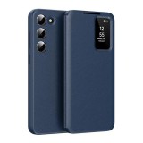 Gigapack Samsung Galaxy S22 (SM-S901) tok álló (aktív flip, oldalra nyíló, smart view cover) sötétkék