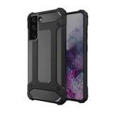 Gigapack Samsung Galaxy S23 Plus (SM-S916) műanyag védő (közepesen ütésálló, légpárnás sarok, belső, fémhatás) fekete