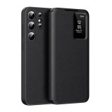 Gigapack Samsung Galaxy S23 Ultra (SM-S918) tok álló (aktív flip, oldalra nyíló, smart view cover) fekete