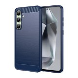 Gigapack Samsung Galaxy S24 FE (SM-S721) szilikon védő (ütésálló, légpárnás sarok, szálcsiszolt, karbon minta) sötétkék