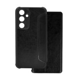 Gigapack Samsung Galaxy S24 FE (SM-S721) tok álló, bőr hatású (flip, ütésálló, légpárnás sarok, kameravédő) fekete