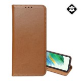 Gigapack Samsung Galaxy S24 FE (SM-S721) tok álló, valódi bőr (flip, asztali tartó) világosbarna