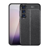 Gigapack Samsung Galaxy S24 Plus (SM-S926) szilikon telefonvédő (ütésállóság, bőr hatású, varrás minta) fekete