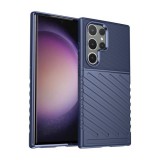 Gigapack Samsung Galaxy S24 Ultra (SM-S928) szilikon telefonvédő (ütésállóság, csíkos, dombor minta) sötétkék