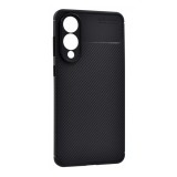 Gigapack Samsung Galaxy S25 Edge (SM-S937) szilikon telefonvédő (ütésállóság, légpárnás sarok, karbon minta) fekete