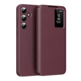 Gigapack Samsung Galaxy S25 FE (SM-S731) tok álló (aktív flip, oldalra nyíló, smart view cover) bordó