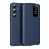 Gigapack Samsung Galaxy S25 FE (SM-S731) tok álló (aktív flip, oldalra nyíló, smart view cover) sötétkék