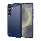 Gigapack Samsung Galaxy S25 Plus (SM-S936) szilikon védő (ütésálló, szálcsiszolt, karbon minta) sötétkék
