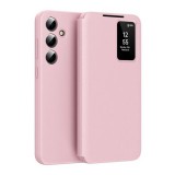 Gigapack Samsung Galaxy S25 Plus (SM-S936) tok álló (aktív flip, oldalra nyíló, smart view cover) rózsaszín