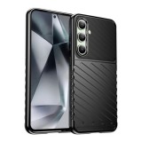 Gigapack Samsung Galaxy S25 (SM-S931) szilikon telefonvédő (ütésállóság, csíkos, dombor minta) fekete