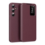 Gigapack Samsung Galaxy S25 (SM-S931) tok álló (aktív flip, oldalra nyíló, smart view cover) bordó