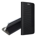 Gigapack Samsung Galaxy S25 (SM-S931) tok álló, bőr hatású (flip, oldalra nyíló, asztali tartó, textil minta) fekete