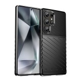 Gigapack Samsung Galaxy S25 Ultra (SM-S938) szilikon telefonvédő (ütésállóság, csíkos, dombor minta) fekete