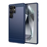 Gigapack Samsung Galaxy S25 Ultra (SM-S938) szilikon védő (ütésálló, szálcsiszolt, karbon minta) sötétkék