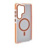 Gigapack Samsung Galaxy S25 Ultra (SM-S938) védő (ütésálló, karbon minta, wireless, magsafe) narancssárga