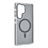 Gigapack Samsung Galaxy S25 Ultra (SM-S938) védő (ütésálló, karbon minta, wireless, magsafe) sötétszürke